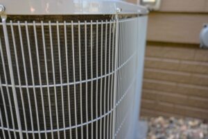 A close-up of an outdoor HVAC unit.