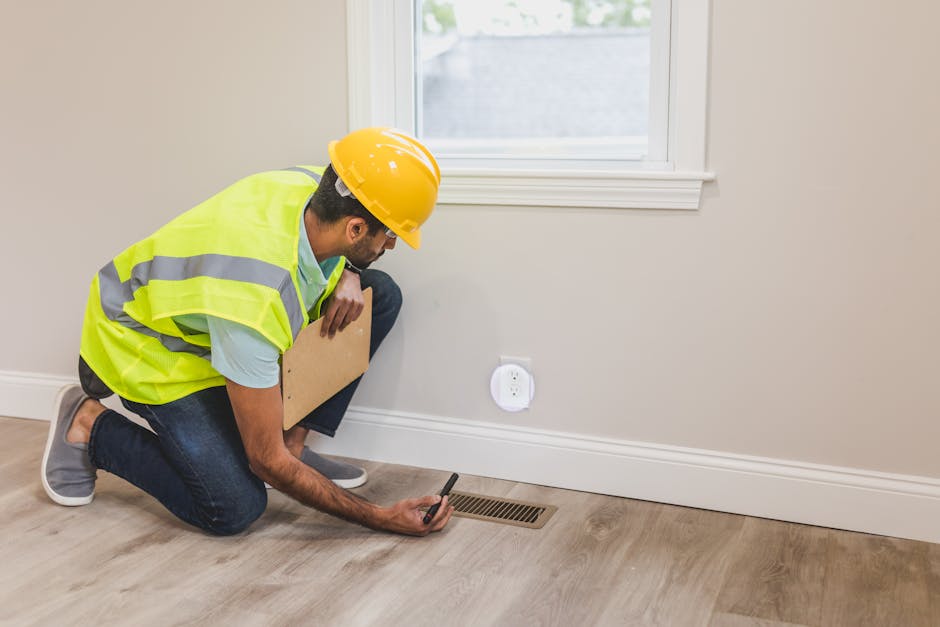 HVAC technician inspecting residential ductwork in a suburban home - how ductwork is evaluated during ac replacement